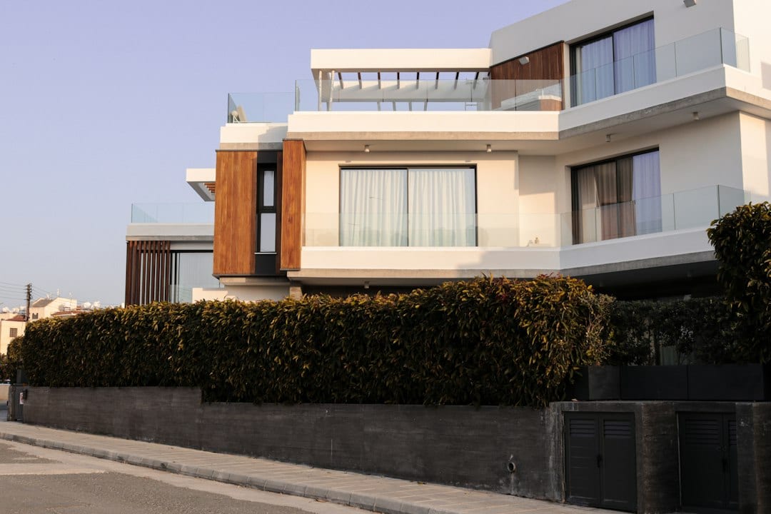 Architectural detail of a landed home facade