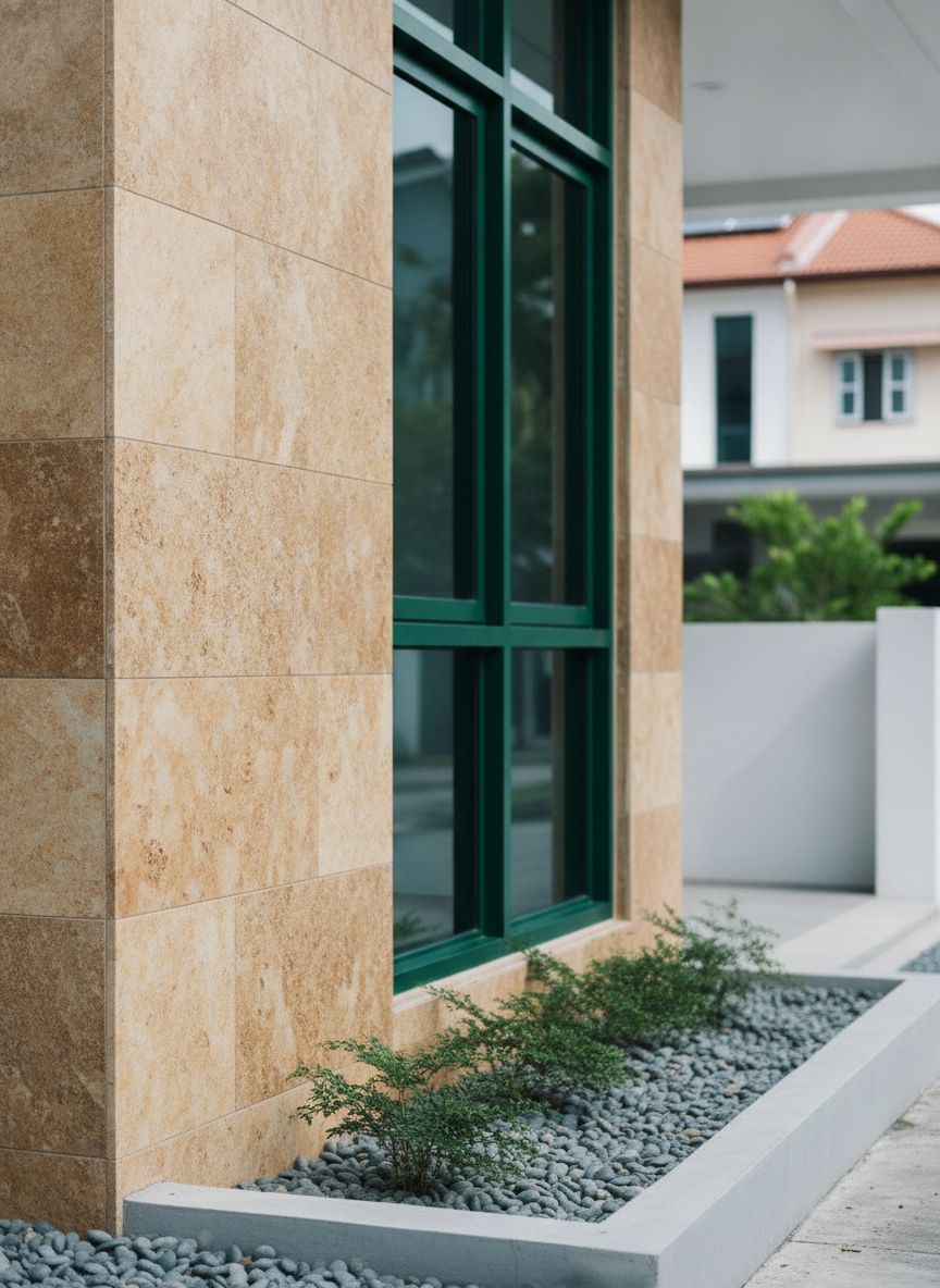 Architectural detail of a modern Serangoon Gardens landed home facade