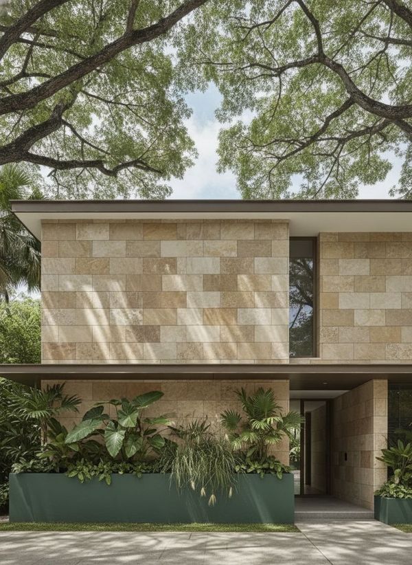 Modern landed home entrance detail